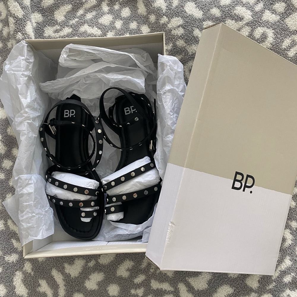 BP. Sari Studded Ankle Wrap Sandal in Black